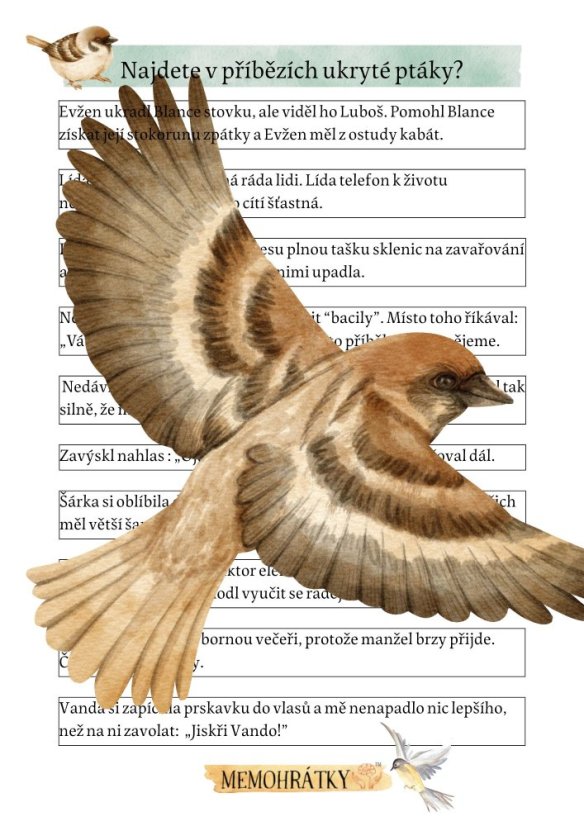 Postřehový list - ptáci
