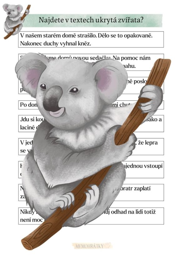 Postřehový list - zvířata 2
