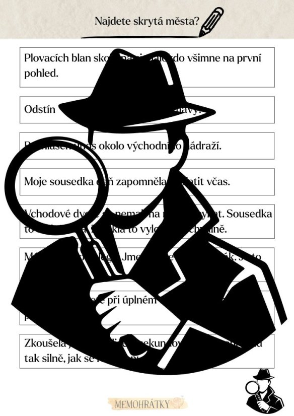 Procvičovací list - skrytá města