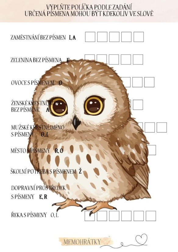 Procvičovací list - doplňovačka 2