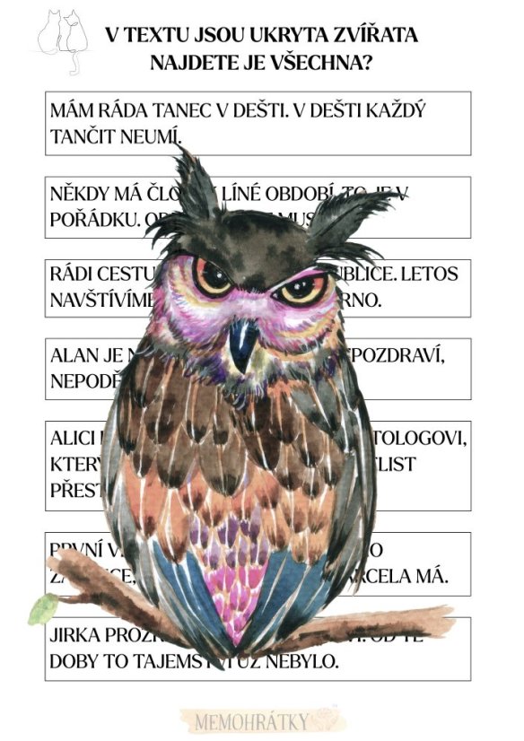 Procvičovací sešit - skrývačka zvířat