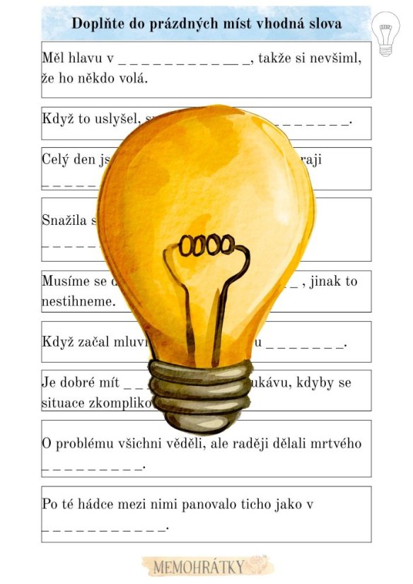 Procvičovací list - doplňovačka slov
